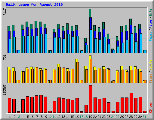 Daily usage for August 2019